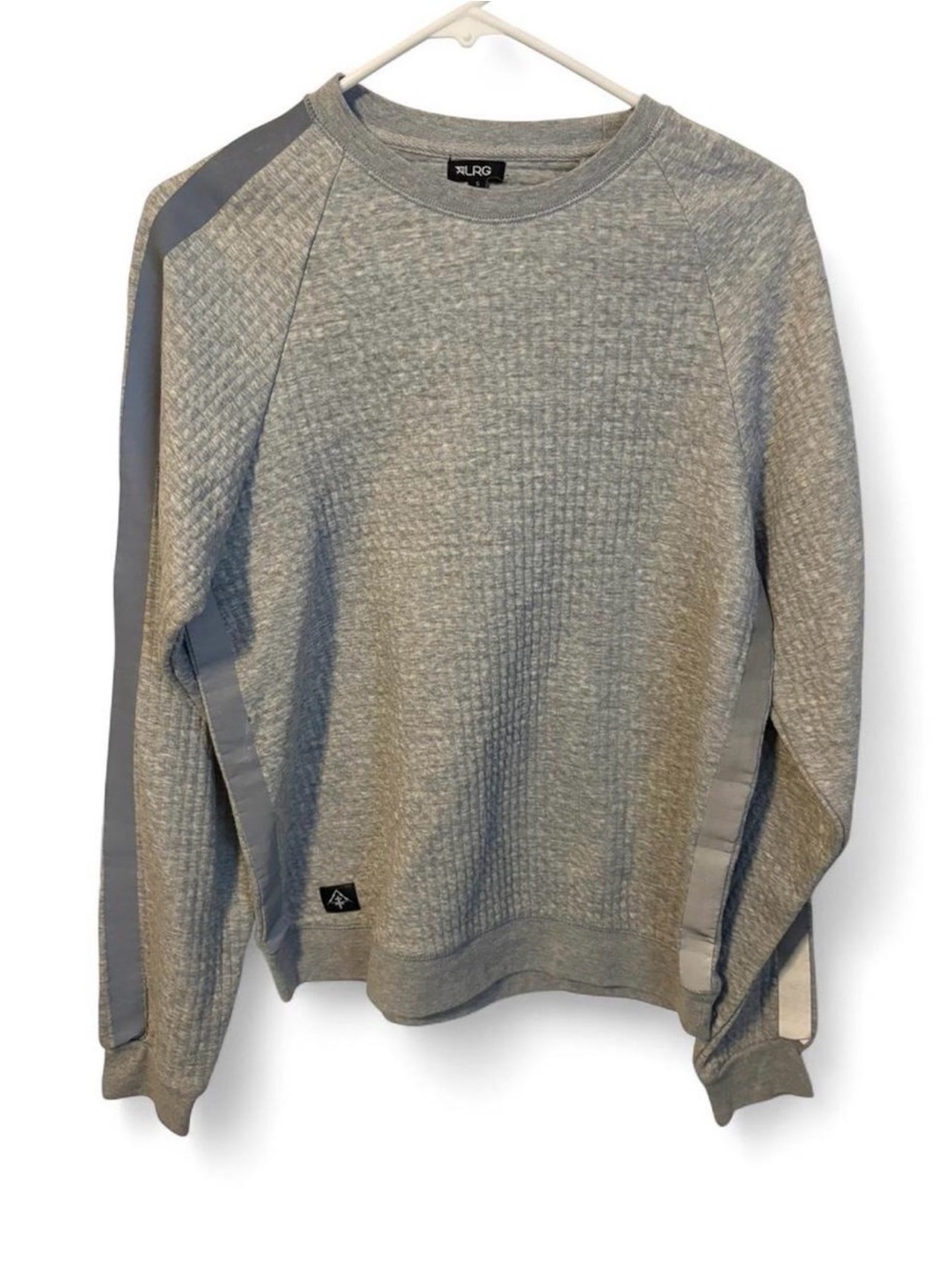 Lrg Men's Grey Quilted Crewneck Sweatshirt with Side Panels